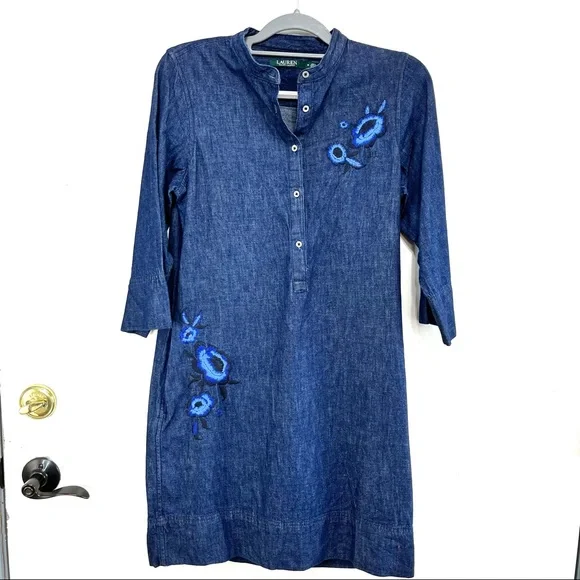 white christmas dresses Ralph Lauren Girls Belted Cotton Denim Skirt Dress – NorthGirls main image 1